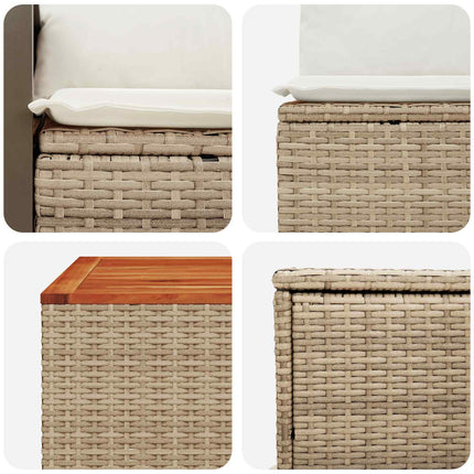 Soffset 6 st Beige och krämvit Poly Rattan och stål