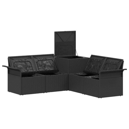 Soffset 5 st Svart Poly Rattan och stål