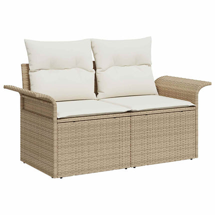 Soffset 5 st Beige och krämvit Poly Rattan och stål