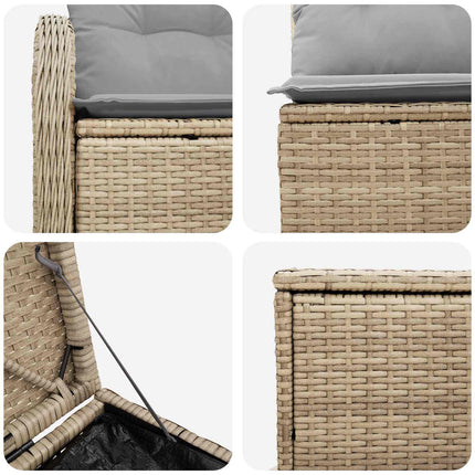 Soffset 5 st Beige och Ljusgrå Poly Rattan och stål