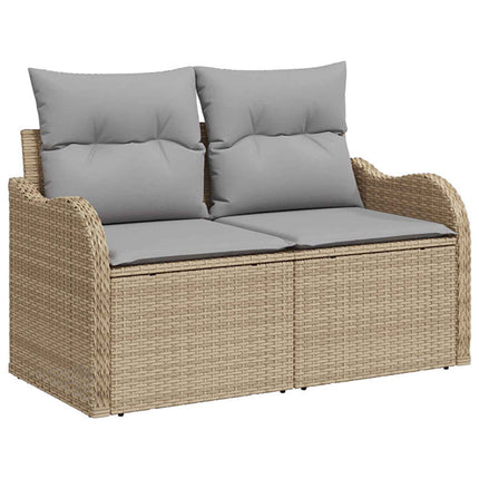 Soffset 5 st Beige och Ljusgrå Poly Rattan och stål