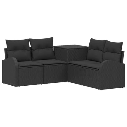 Soffset 5 st Svart Poly Rattan och stål
