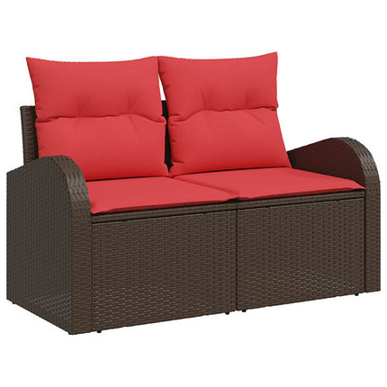 Soffset 5 st Brun och Röd Poly Rattan och stål