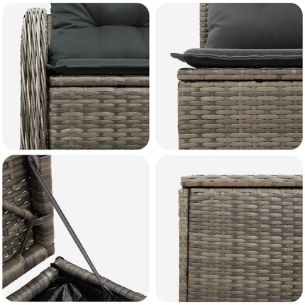 Soffset 5 st Grå och mörkgrå Poly Rattan och stål