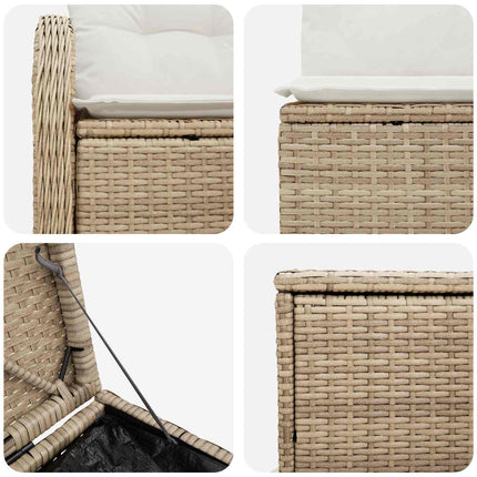 Soffset 5 st Beige och krämvit Poly Rattan och stål