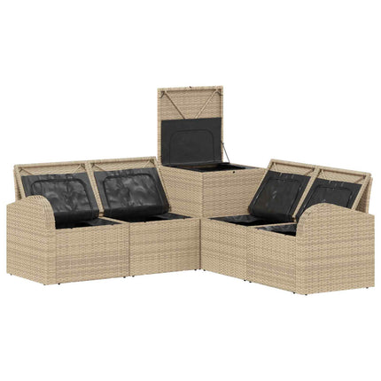 Soffset 5 st Beige och Ljusgrå Poly Rattan och stål