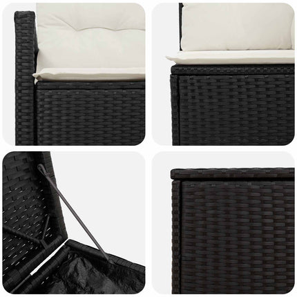 Soffset 5 st Svart och krämvit Poly Rattan och stål