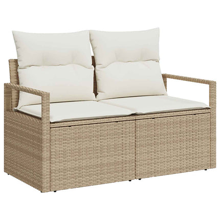 Soffset 5 st Beige och krämvit Poly Rattan och stål