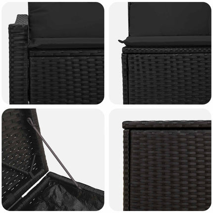 Soffset 5 st Svart Poly Rattan och stål