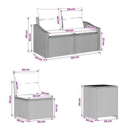 Soffset 5 st Svart Poly Rattan och stål