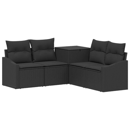 Soffset 5 st Svart Poly Rattan och stål
