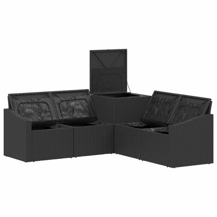 Soffset 5 st Svart Poly Rattan och stål