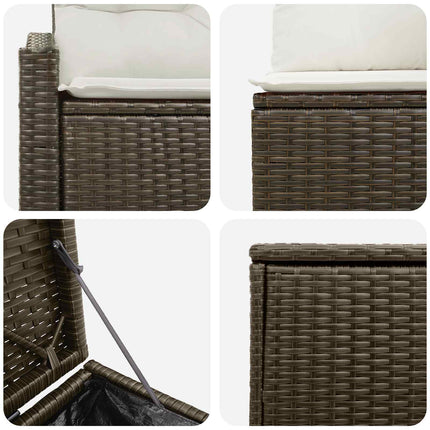 Soffset 5 st Brun och krämvit Poly Rattan och stål