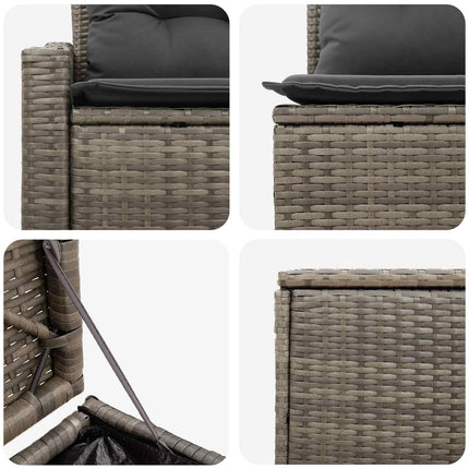 Soffset 5 st Grå och mörkgrå Poly Rattan och stål