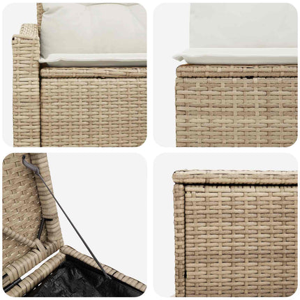 Soffset 5 st Beige och krämvit Poly Rattan och stål