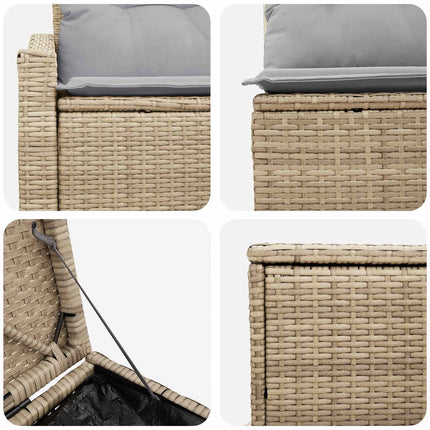 Soffset 5 st Beige och Ljusgrå Poly Rattan och stål