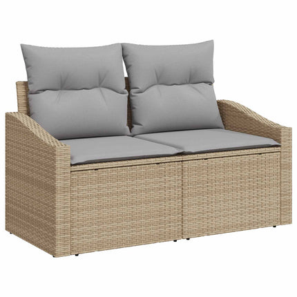 Soffset 5 st Beige och Ljusgrå Poly Rattan och stål