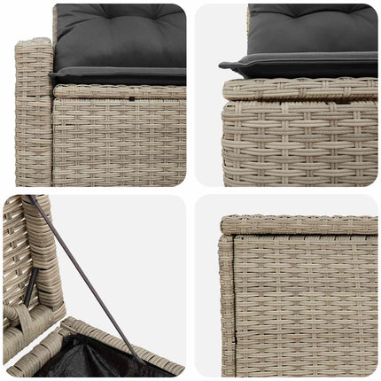 Soffset 5 st Ljusgrå och mörkgrå Poly Rattan och stål