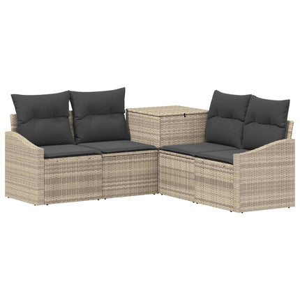 Soffset 5 st Ljusgrå och mörkgrå Poly Rattan och stål