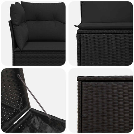 Soffset 5 st Svart Poly Rattan och stål