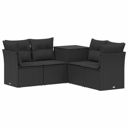 Soffset 5 st Svart Poly Rattan och stål