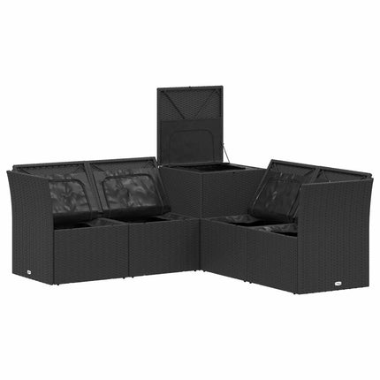 Soffset 5 st Svart Poly Rattan och stål
