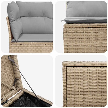 Soffset 5 st Beige och Ljusgrå Poly Rattan och stål