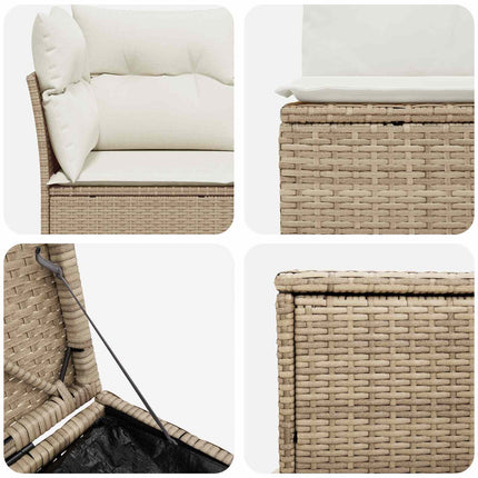 Soffset 5 st Beige och krämvit Poly Rattan och stål
