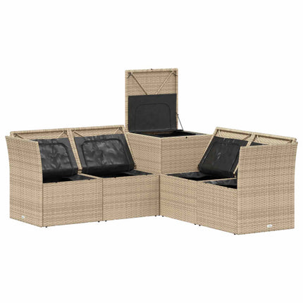 Soffset 5 st Beige och krämvit Poly Rattan och stål