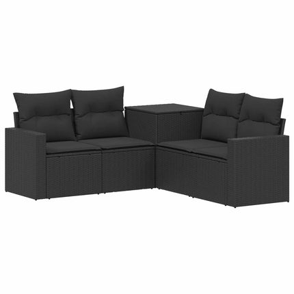 Soffset 5 st Svart Poly Rattan och stål