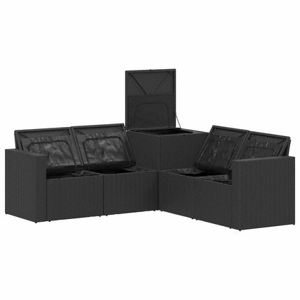Soffset 5 st Svart Poly Rattan och stål