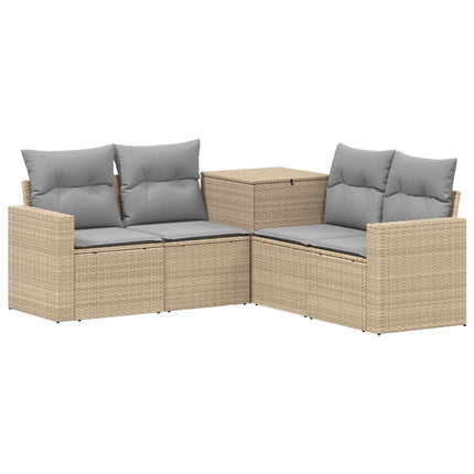 Soffset 5 st Beige och Ljusgrå Poly Rattan och stål