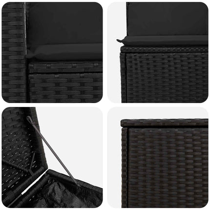 Soffset 5 st Svart Poly Rattan och stål