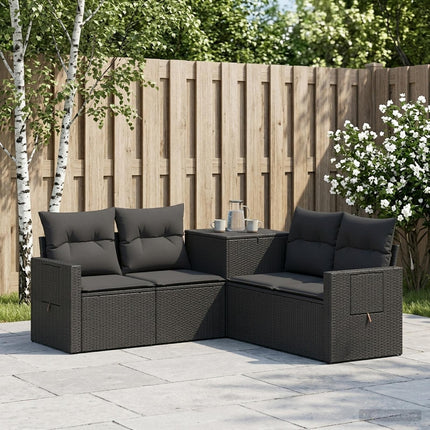 Soffset 5 st Svart Poly Rattan och stål