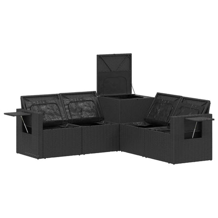 Soffset 5 st Svart Poly Rattan och stål