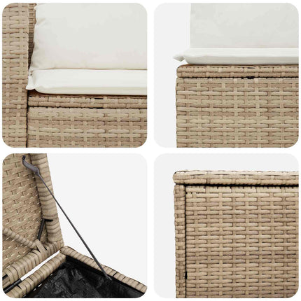Soffset 5 st Beige och krämvit Poly Rattan och stål