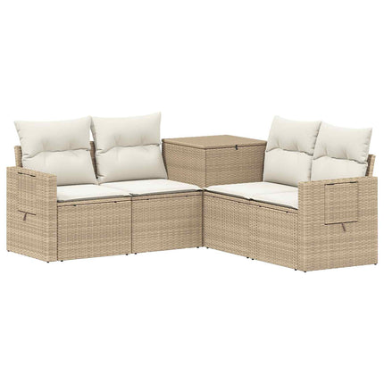 Soffset 5 st Beige och krämvit Poly Rattan och stål