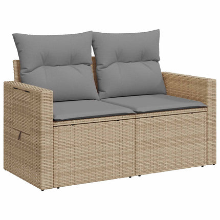 Soffset 5 st Beige och Ljusgrå Poly Rattan och stål