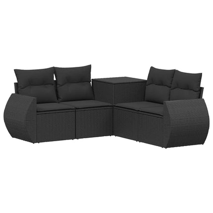Soffset 5 st Svart Poly Rattan och stål