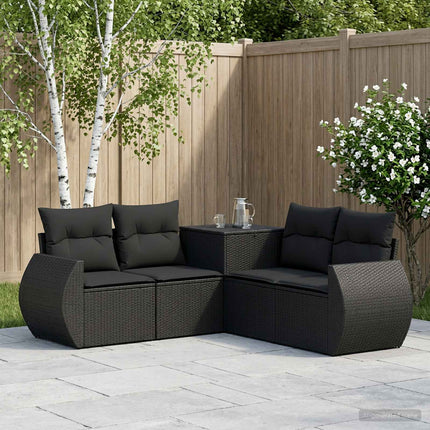 Soffset 5 st Svart Poly Rattan och stål