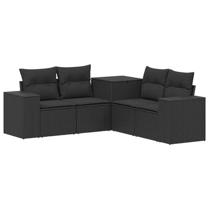 Soffset 5 st Svart Poly Rattan och stål