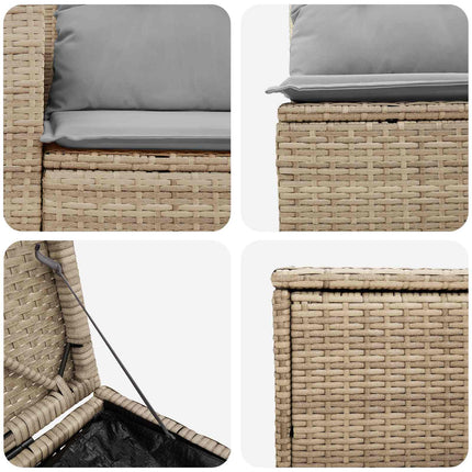 Soffset 5 st Beige och Ljusgrå Poly Rattan och stål