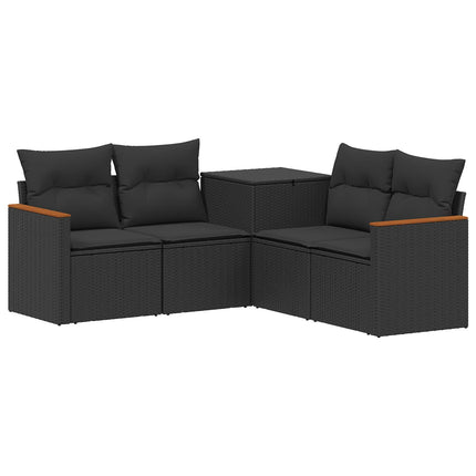 Soffset 5 st Svart Poly Rattan och stål