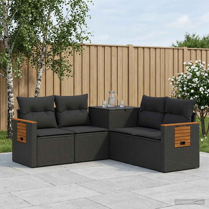 Soffset 5 st Svart Poly Rattan och stål