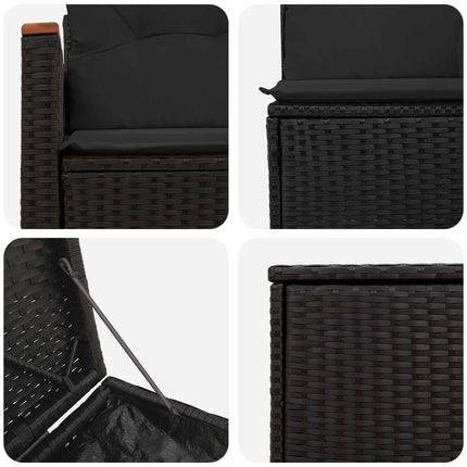 Soffset 5 st Svart Poly Rattan och stål