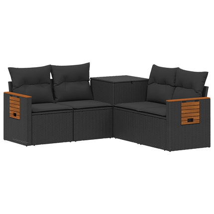Soffset 5 st Svart Poly Rattan och stål