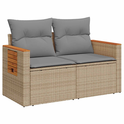 Soffset 5 st Beige och Ljusgrå Poly Rattan och stål