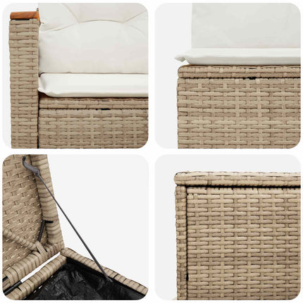 Soffset 5 st Beige och krämvit Poly Rattan och stål