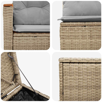 Soffset 5 st Beige och Ljusgrå Poly Rattan och stål
