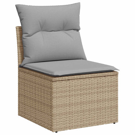 Soffset 5 st Beige och Ljusgrå Poly Rattan och stål